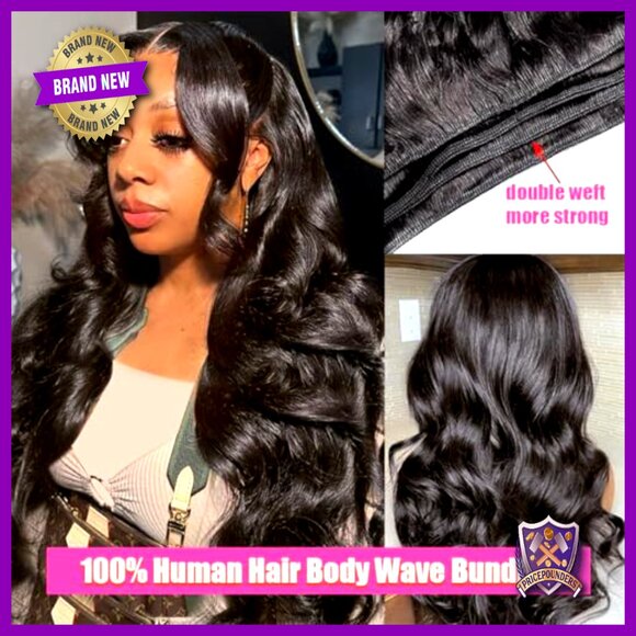 Brazilian Virgin Human Hair Extensions Body Wave Bundles with Lace Closure main image 4